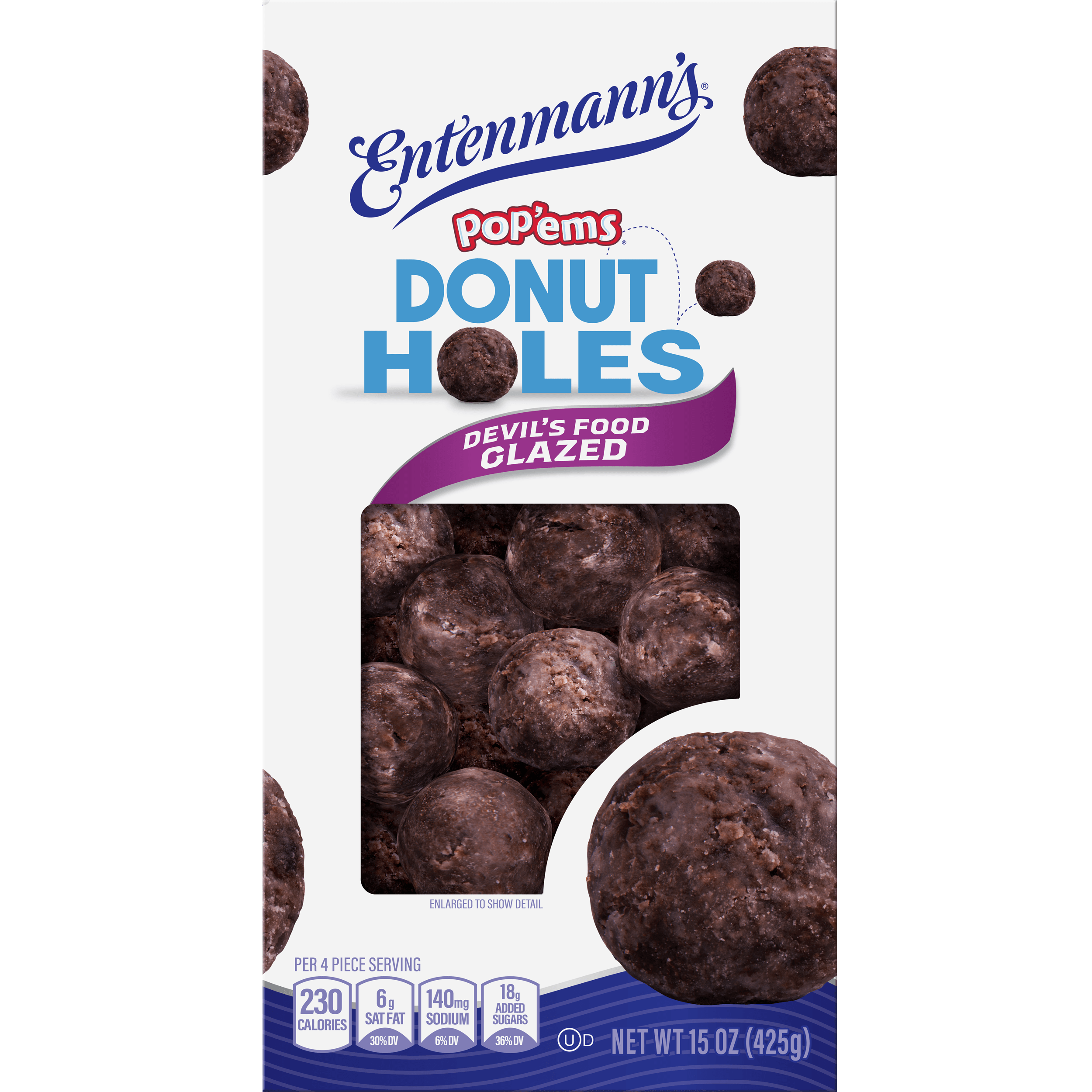 Entenmann's Pop'ems Devil's Food Glazed Donut Holes, 15 oz